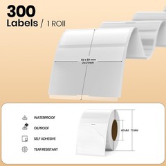 Clear Thermal Labels Vinyl 2 × 2 Inch Self-Adhesive Square Stickers Roll