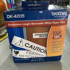 Brother Genuine DK-4205 Removable Continuous Length White Paper Labels