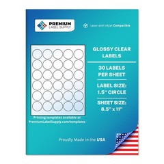 Glossy Clear Sticker Round Labels – 1.5″ Circle – Laser/Inkjet Compatible – (…