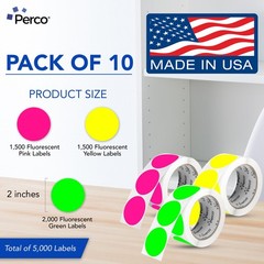 Variety 2-Inch Perforated Round Dot Stickers — Assorted Neon Colors (4 Green,…