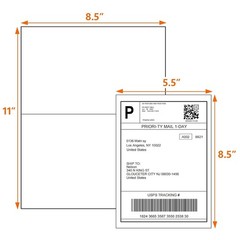 50-8000 Mailing Shipping Labels 8.5″x5.5″ Half Sheet Self Adhesive Blank Labels