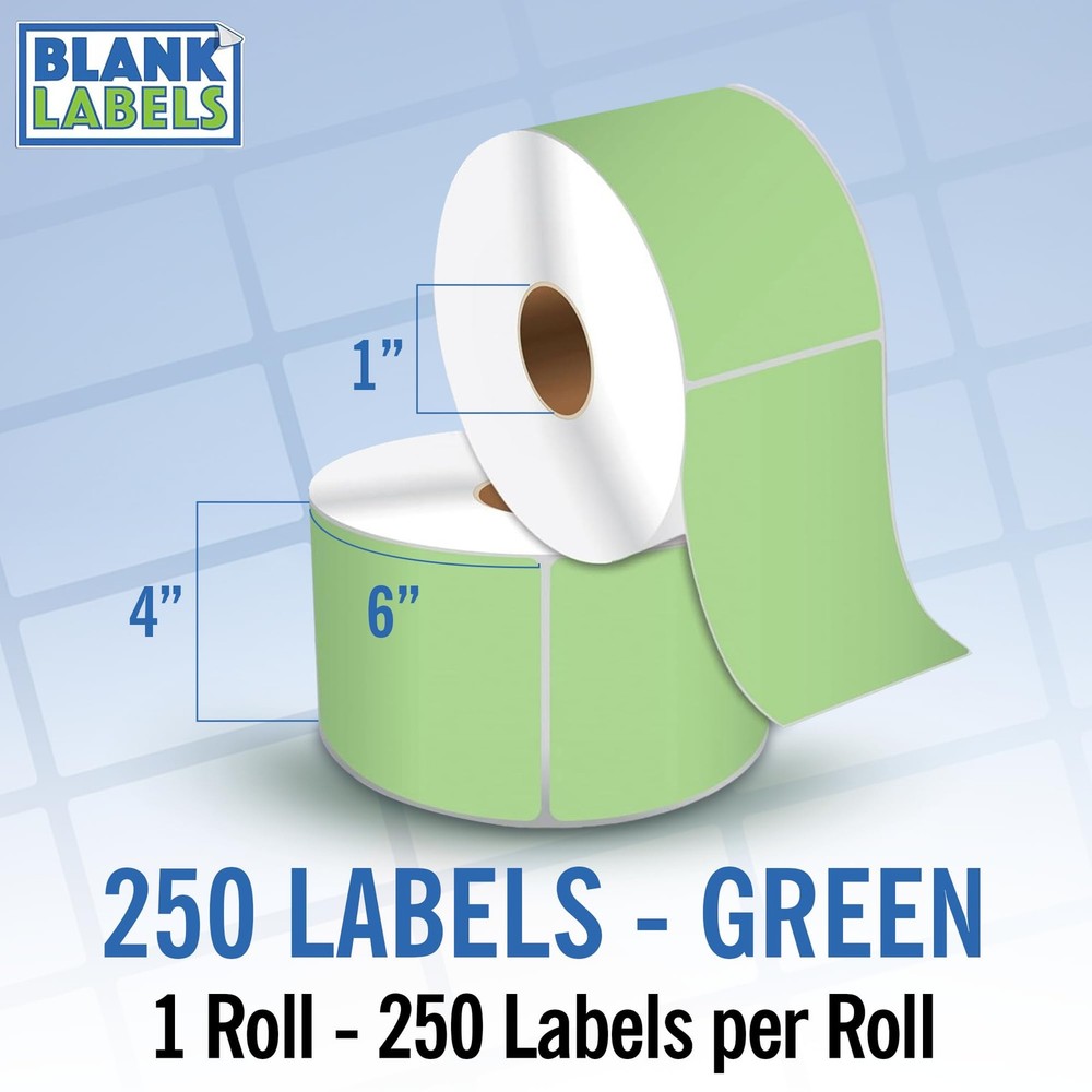 4″ X 6″ Direct Thermal Labels | Green | 1″ Cores w/Perfs Easy Tear | Made in …