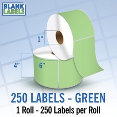 4″ X 6″ Direct Thermal Labels | Green | 1″ Cores w/Perfs Easy Tear | Made in …