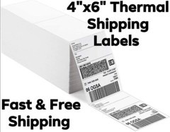 1000 4 x 6 Fanfold Direct Thermal Shipping Labels White Rollo Zebra Printers