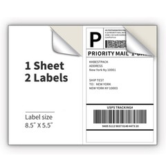 Shipping Labels 8.5×5.5 half sheet Self Adhesive 2 Per Sheet POLYSELLS 2UP