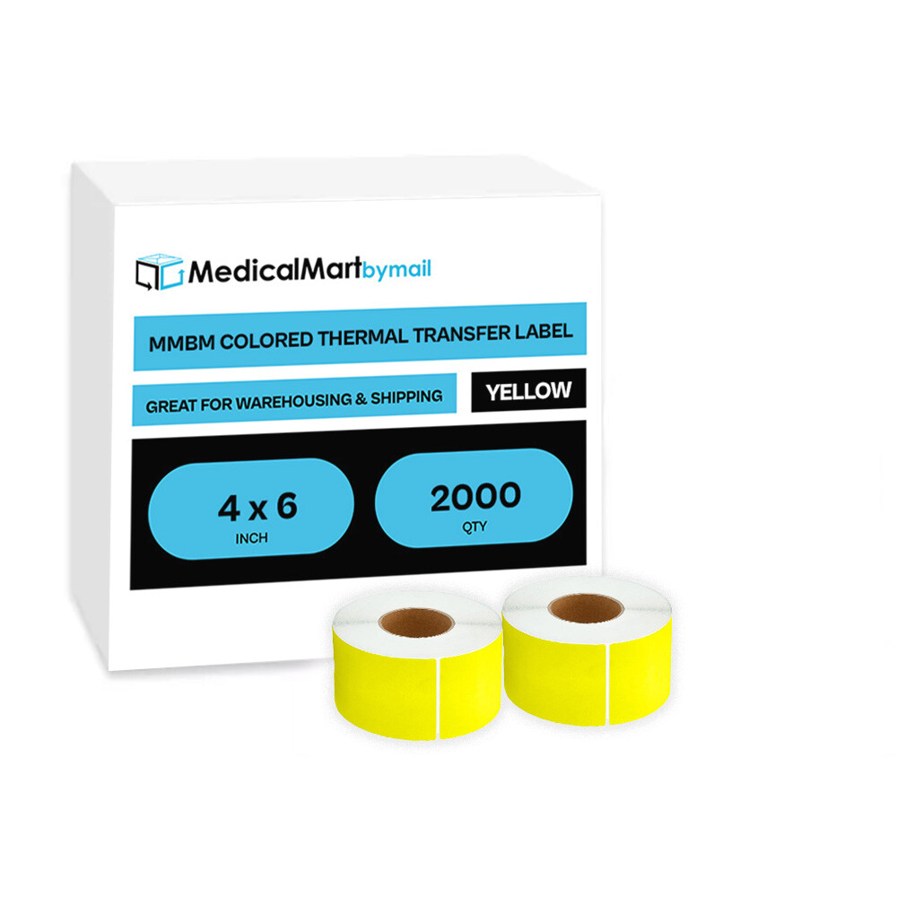 4″ x 6″ Bright Yellow Thermal Transfer Shipping Color Coding Labels – 8 Rolls