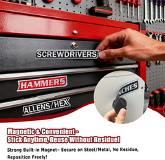 Magnetic Toolbox Labels Pack 12 Reusable Steel Drawer Cabinet Organizer