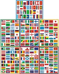 224 Pcs World Flag Stickers for School Journal Scrapbook Planner Passport