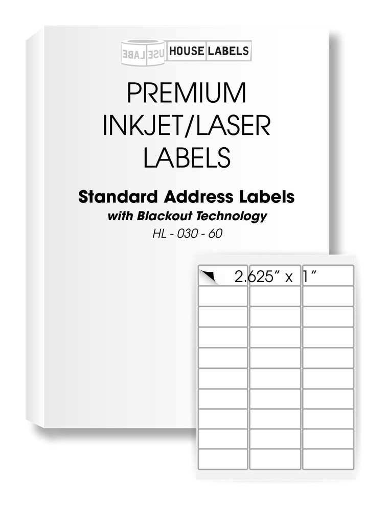 200 Sheets 6000 Labels Address Mailing BLACKOUT Technology Fast Peel 1 x 2 5/8