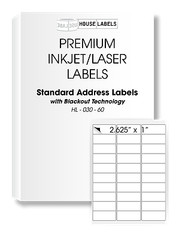 200 Sheets 6000 Labels Address Mailing BLACKOUT Technology Fast Peel 1 x 2 5/8