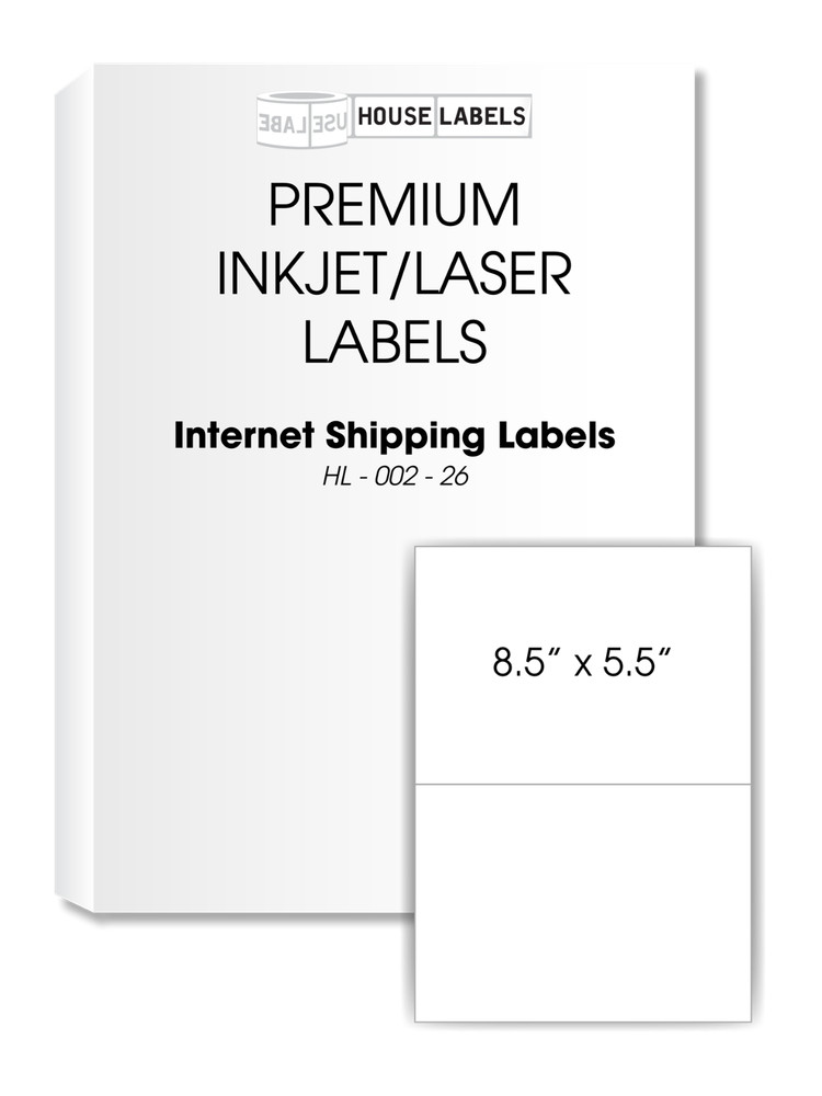 Internet Shipping Labels for eBay PayPal – 8.5 x 5.5 – 200 Half Sheets – 2UP