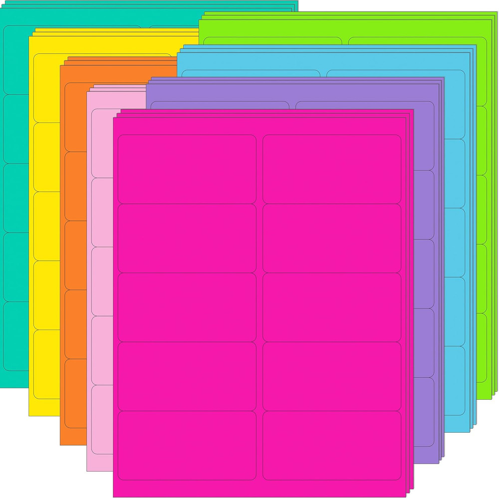 2″ X 4″ Colored Labels Stickers 24 Sheets, 240 Labels for Laser/Inkjets