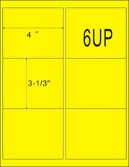 Yellow 3000 Shipping Address / Amazon FBA / 6 Per Sheet 6UP 4″x3.33″ 500 Sheets