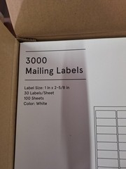 Baseline labels, interchangeable with Avery 5160 or Avery 5260., 1″ x 2 5/8″