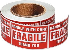 Fragile Stickers Handle with Care Warning 4×6 Inch Labels 500 Packing Shipping