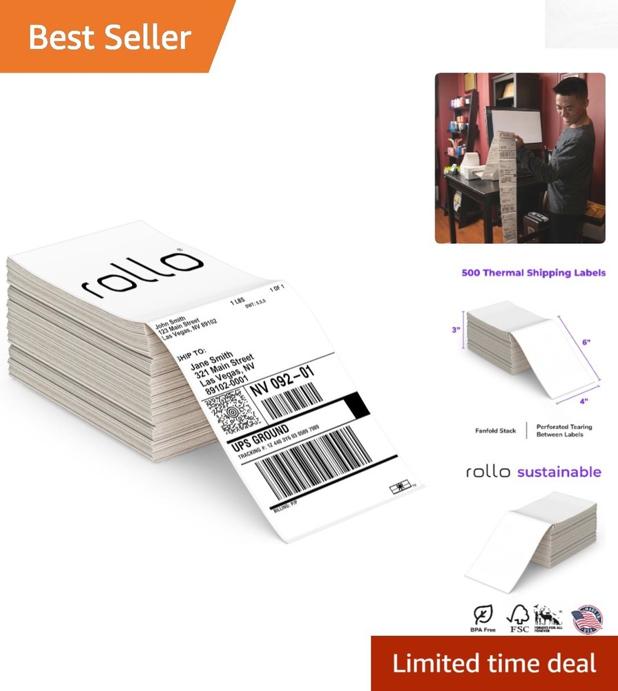 Commercial Grade 500-Pack 4×6 Fanfold Shipping Labels with Strong Adhesive