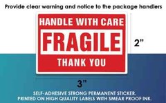Fragile Stickers 1 Roll 500 2×3 Fragile Label Sticker Handle With Care Mailing