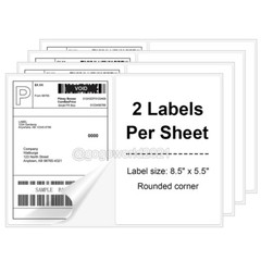 200-10000 8.5″x5.5″ Shipping Labels Rounded Corner Self Adhesive 2 Per Sheet USA