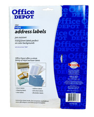 Office Depot 750 Clear Inkjet Address Labels 1″x2-5/8″, Same as Avery 8366