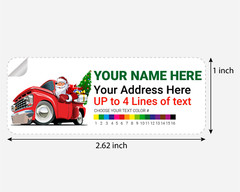Personalized Santa Carries Xmas Tree & Gifts Address Labels Sticker 2.625″x01″
