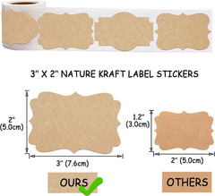 2″ X 3″ Kraft Label Stickers Writable Gift Labels, 200PCS Self-Adhesive Brown