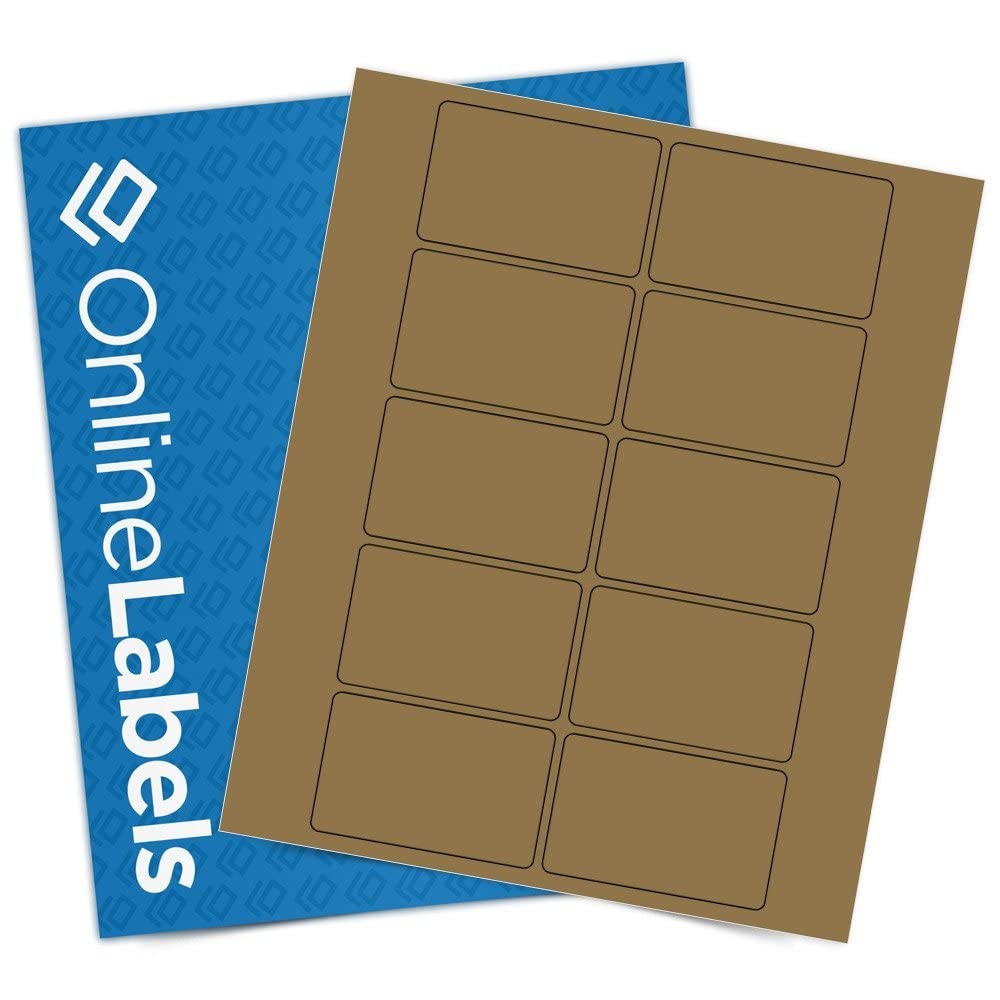 3 x 2 Brown Kraft Rectangle Labels – Pack of 1,000 Labels, 100 Sheets – Inkje…