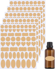 Brown Kraft Bottle Label Stickers, Self Adhesive Blank Labels for Essential Oil