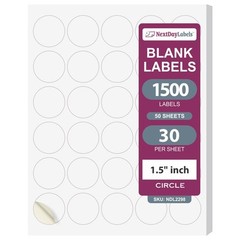 1.5″ Round Matte White Printer Labels – 1500 Blank Laser/Inkjet Circle Stickers