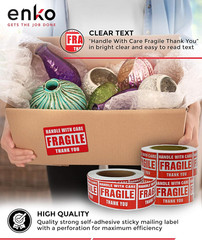 3 X 5 Inch Large Fragile Stickers Handle with Care Warning Packing Shipping Labe