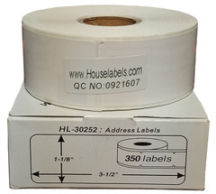 HouseLabels HL-30252 Direct Thermal Address Labels 1-1/8″ x 3-1/2″ 350/Roll New