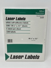 White Laser Labels 8.5 x 11 Shipping Address 100 Sheets Office Essentials 3349