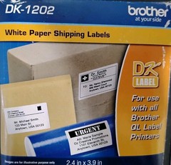 Genuine Brother DK-1202 White Paper Die-Cut Shipping Labels 300 Labels/Roll