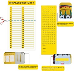 Tear Resistant Breaker Panel Labels 16 Adhesive Stickers for Easy Circuit Access