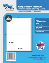 Wing Office Premium Shipping Labels Made in USA Self Adhesive 8.5″ x 11″ sheets
