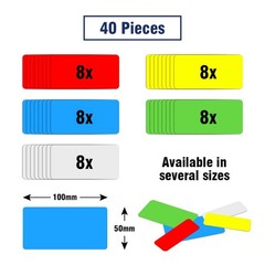 Dry Erase Magnetic Labels, 4×2 Inch, 40 Pieces in 5 Colors, Reusable, for Whi…