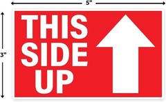 1500 Handle with Care Stickers – Large 3×5 This Side Up Labels in Red (3 Rolls)