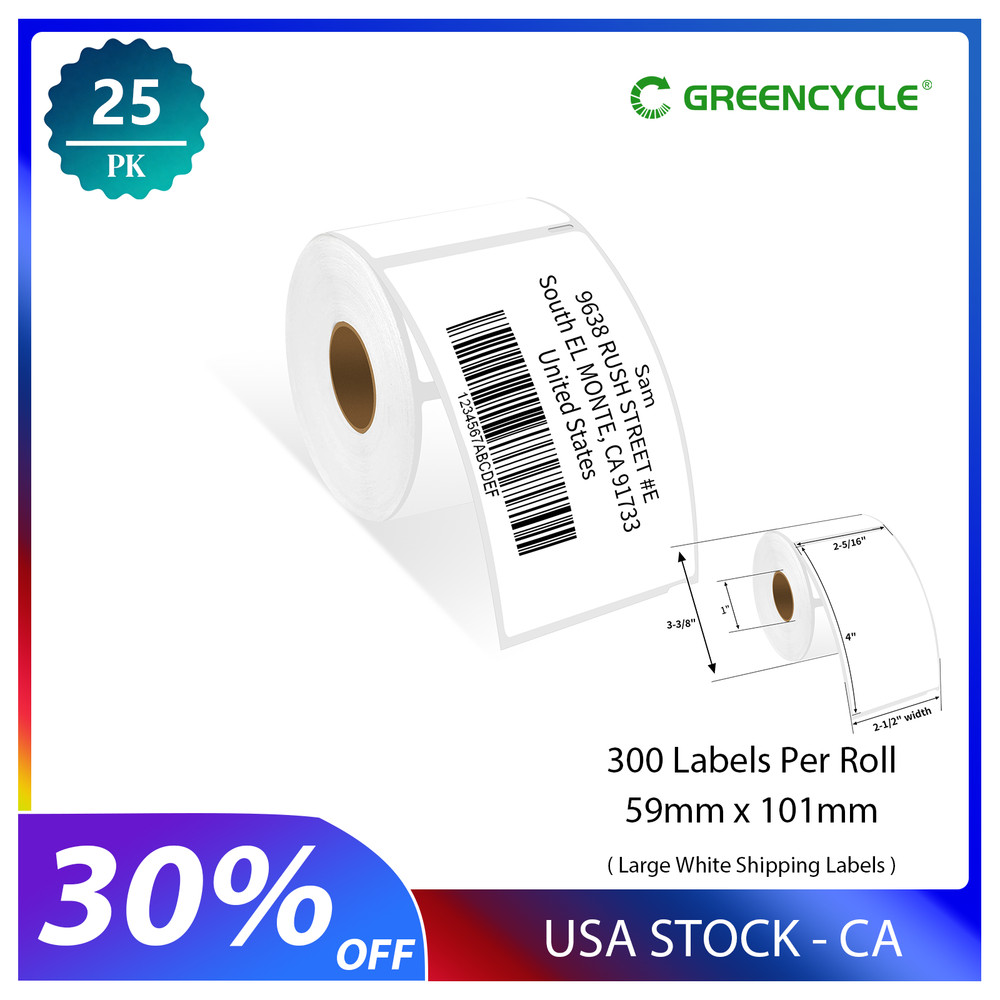 25 Rolls of 300 Large Shipping Labels for Dymo LabelWriter 450 Duo 2-5/16″ x 4″