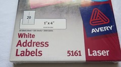 AVERY White Address Labels 5161 Laser 1”x4” 2000 labels