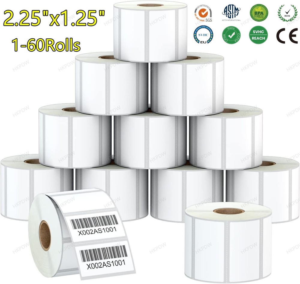 1000/Roll 2.25 x1.25 Direct Thermal Barcode Labels Zebra LP2824 TLP2824 LP2844