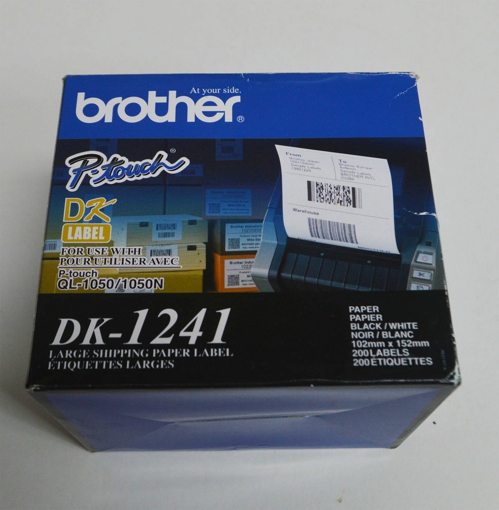 BROTHER DK-1241 P-Touch White Address Labels 4″ x 6″ 102mm x 152mm 200/Roll NEW