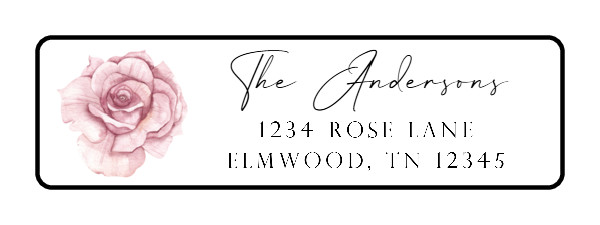 400 Pink Rose Personalized Return Address Labels. 1/2 inch by 1 3/4 inch