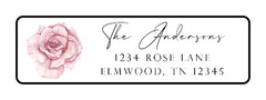400 Pink Rose Personalized Return Address Labels. 1/2 inch by 1 3/4 inch