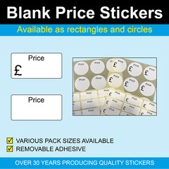 Circular Blank Price Stickers / Labels – A variety of sizes to choose from