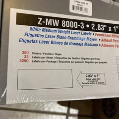 2 Packs LABELBLANK Z-MW-8000-3 2.83″X 1″ BLANK DIE-CUT SheetLABELS 16,500 Labels