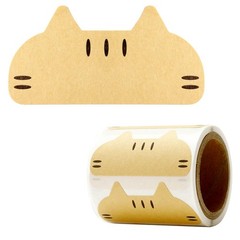 Cute Cat Name Stickers 2 Rolls Blank Brown Kraft Full Adhesive Sticky Notes 2…
