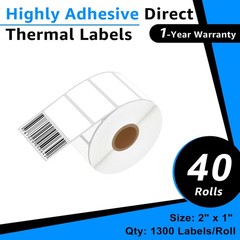 40Rolls Permanent Adhesive 2″ x 1″ Barcode Adress Label for Zebra Munbyn Printer