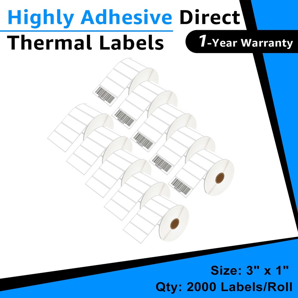 10Rolls 3×1 Direct Thermal 2000 Labels for Zebra Eltron 2844 ZP450 ZP500 ZP505