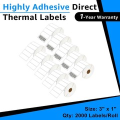 10Rolls 3×1 Direct Thermal 2000 Labels for Zebra Eltron 2844 ZP450 ZP500 ZP505