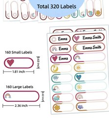 Waterproof Removable Labels Name Tags – 320PCS with Pen Adhesive Name Label S…