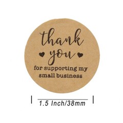 Thank You Stickers Kraft Business Roll 500 Labels 1.5 Inch Mailing Packaging